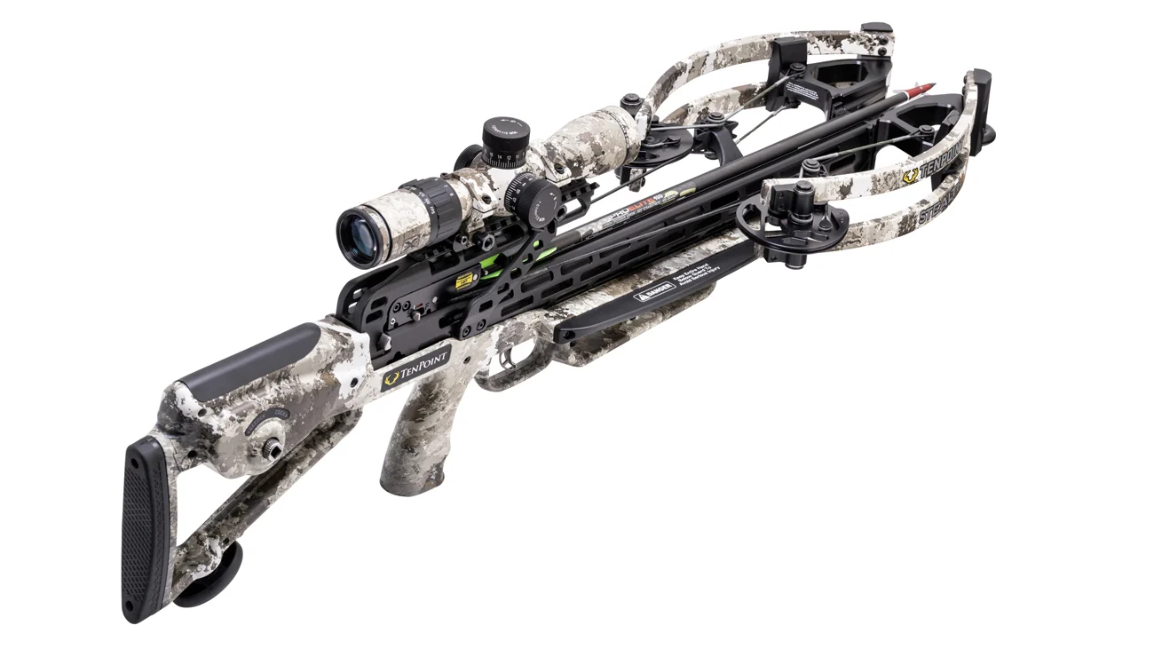 TenPoint Stealth 450, crossbow package, Evo-X Elite Scope, TenPoint crossbow, high-performance crossbow, hunting crossbow, precision crossbow, durable crossbow, bowhunting gear, target shooting crossbow, Stealth 450, powerful crossbow, stealth crossbow, crossbow accessories, all-in-one crossbow package, Evo-X Elite Scope, TenPoint archery.