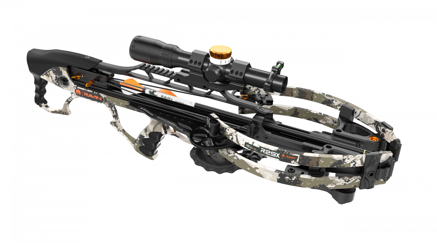Ravin R29X Sniper, crossbow package, XK7 Camo, Ravin crossbow, high-performance crossbow, hunting crossbow, precision crossbow, durable crossbow, bowhunting gear, target shooting crossbow, R29X Sniper, powerful crossbow, stealth crossbow, crossbow accessories, all-in-one crossbow package, XK7 Camo, Ravin archery.